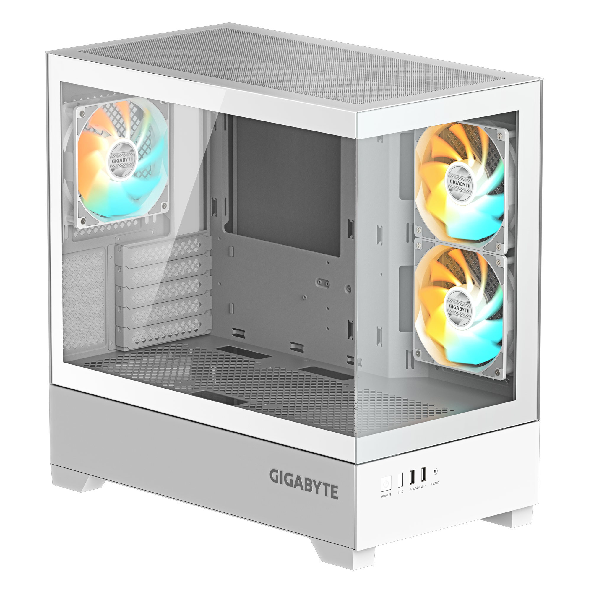 Кутия GIGABYTE C201 PANORAMIC ICE + 3 ARGB Вентилатора