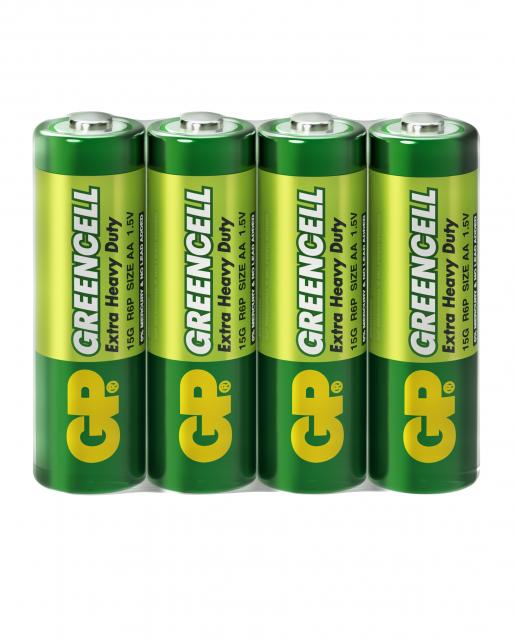 Zinc carbonic zinc battery GP  R6 AA 4 pcs. GREENCELL 15G-S4  1.5V 