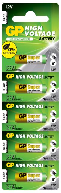 Алкална батерия GP 12 V /5бр./pack цена за 1 бр./ за аларми А27 