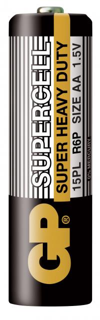 Цинк карбонова батерия GP  SUPERCELL, 15PL-S2, R6, 2 бр. в опаковка / shrink, 1.5V 