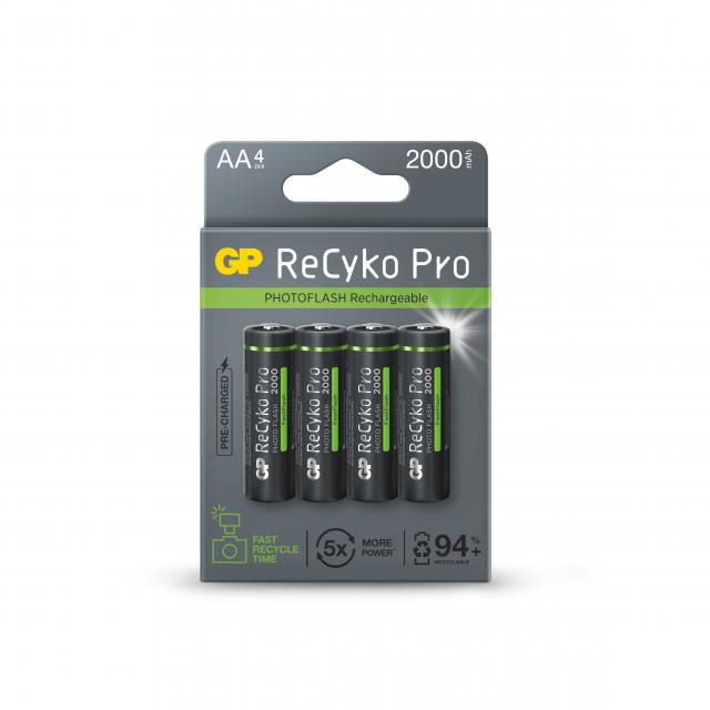 Rechargeable Battery GP R6 AA 2000mAh RECYKO + PRO Fast Flash GP-BR-210AAHCF-APCEB4 NiMH 4 pcs. pack GP 