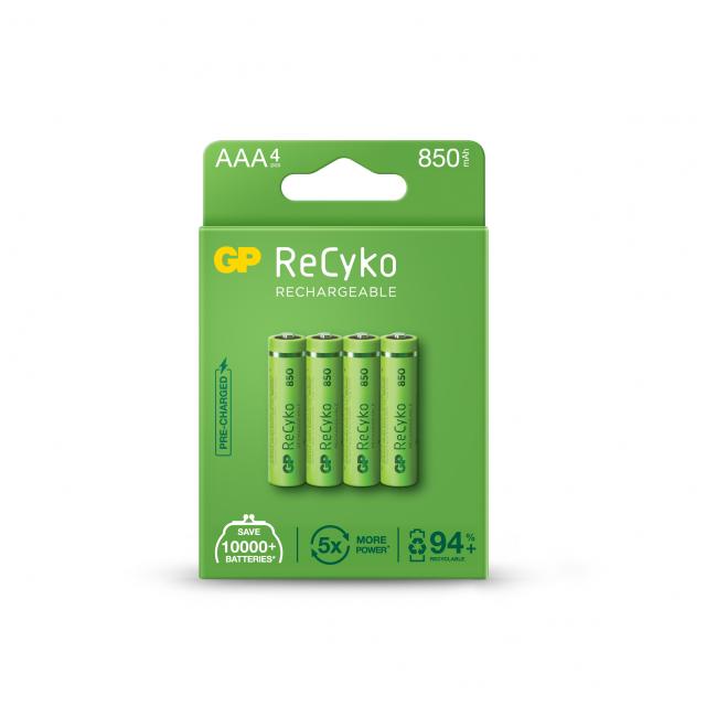 Rechargeable Battery GP R03 AAA 850mAh NiMH 85AAAHCE-EB4 RECYKO , 4 pc in blister 
