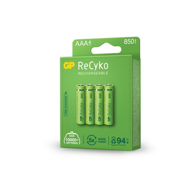 Rechargeable Battery GP R03 AAA 850mAh NiMH 85AAAHCE-EB4 RECYKO , 4 pc in blister 