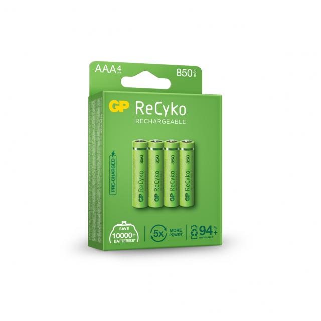 Rechargeable Battery GP R03 AAA 850mAh NiMH 85AAAHCE-EB4 RECYKO , 4 pc in blister 