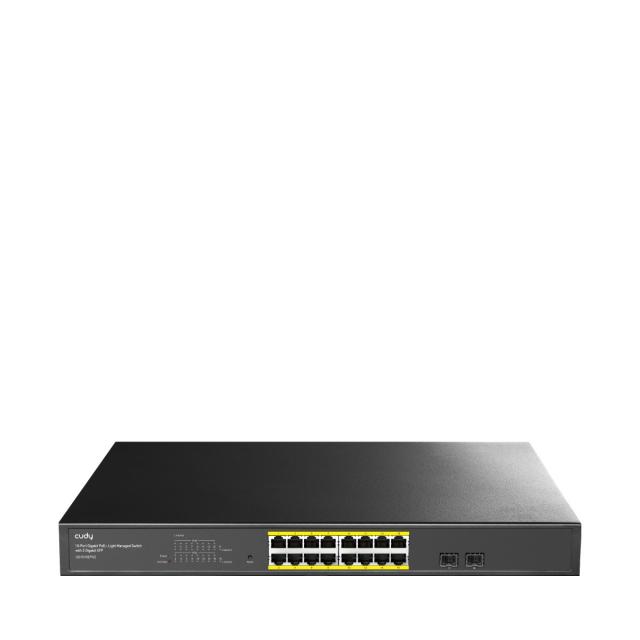 Суич Cudy GS1016EPS2, 16 портов, управляем Gigabit PoE+, 2x Gigabit SFP слота 