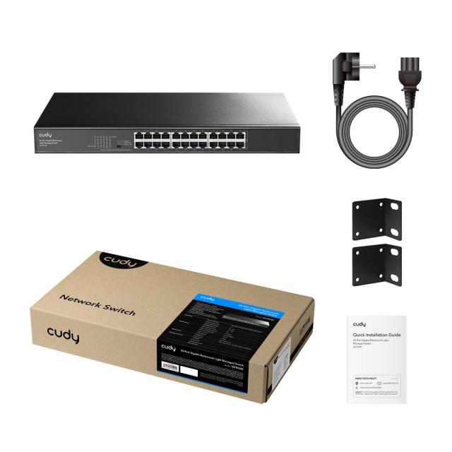 Суич Cudy GS1024E, 24 портов, управляем, 10/100/1000,  CUDY Cloud APP, Метален корпус 