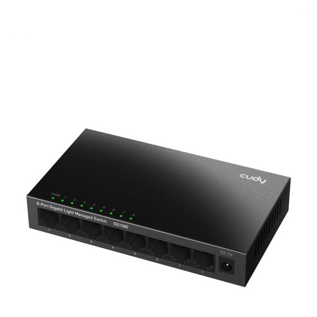 Суич Cudy GS108E, 8 портов, управляем, 10/100/1000,  CUDY Cloud APP, Метален корпус 