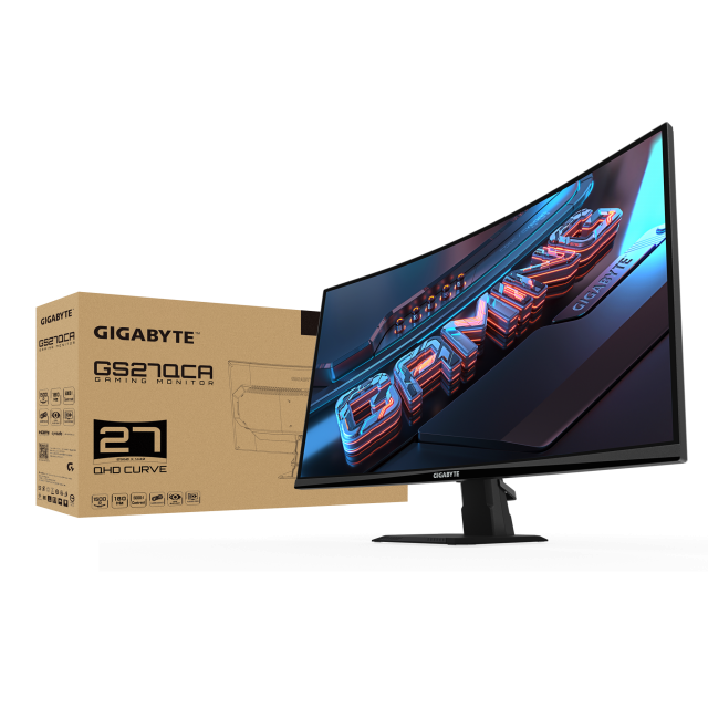 Геймърски Монитор Gigabyte GS27QCA - 27" inch SS/VA 1500R, QHD (2560x1440), 180Hz, 1ms, HDR Ready 