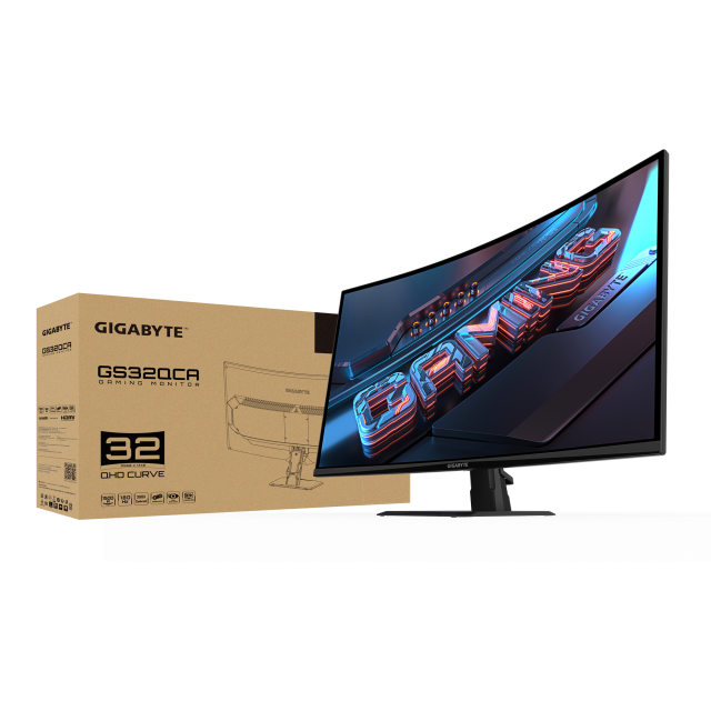 Геймърски Монитор Gigabyte GS32QCA - 32" inch SS/VA 1500R, QHD (2560x1440), 180Hz, 1ms, HDR Ready 