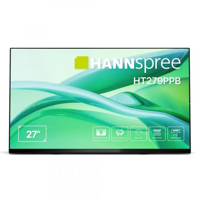Тъч монитор HANNSPREE HT279PPB, LED, 27 inch, Wide, Full HD, HDMI, DP, Черен 