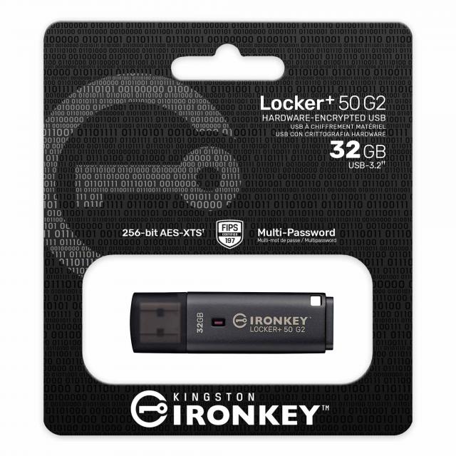 Flash Drive KINGSTON IronKey Locker+ 50 G2 - 32GB, XTS-AES 256-bit 