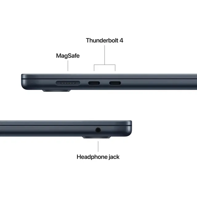 Лаптоп APPLE MacBook AIR 15" M4 10C 16/256 MW1L3ZE/A MD 15.3 ,MAC OS, MIDNIGHT 