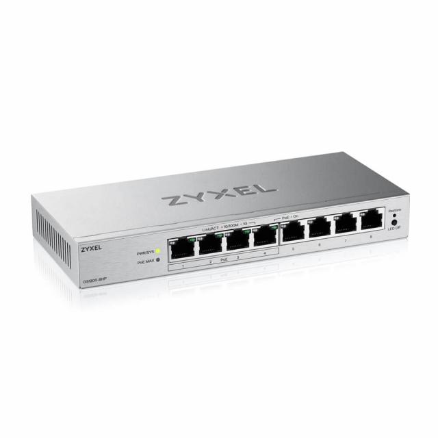Суич ZyXEL GS-1200-8HPV3, 8 портов, Gigabit, webmanaged 