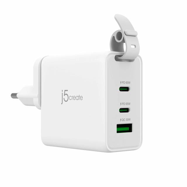 Мрежово зарядно j5create JUP3565CV 65W, 3 порта, USB-C, USB-A 
