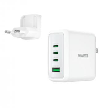 Мрежово зарядно j5create JUP4370EF 70W, 4 порта, USB-C, USB-A
