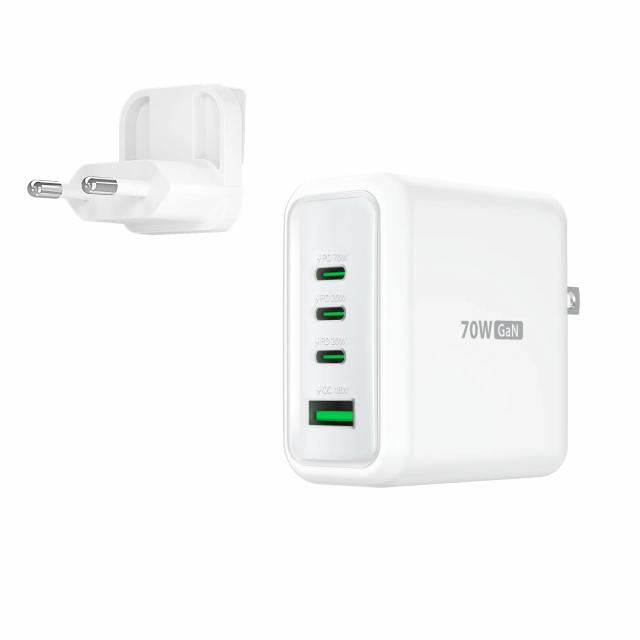 Мрежово зарядно j5create JUP4370EF 70W, 4 порта, USB-C, USB-A 