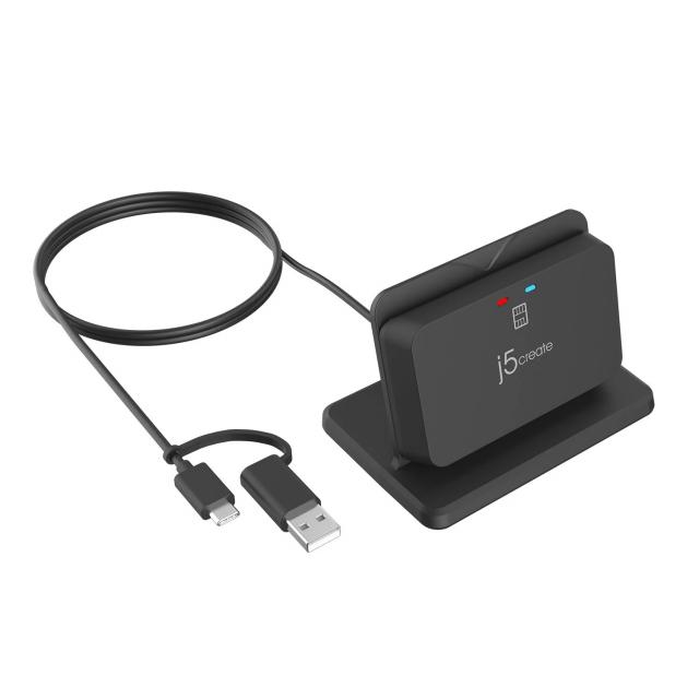 j5create JUR261-N USB Smart card/CAC reader картов четец със стойка 
