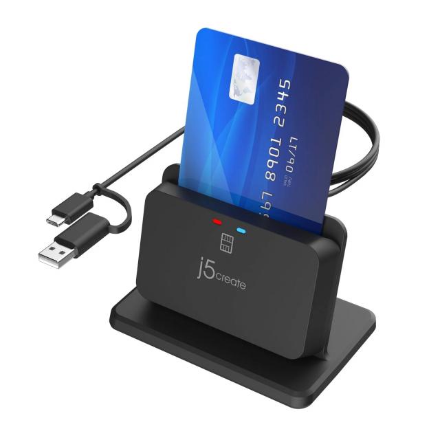 j5create JUR261-N USB Smart card/CAC reader картов четец със стойка 