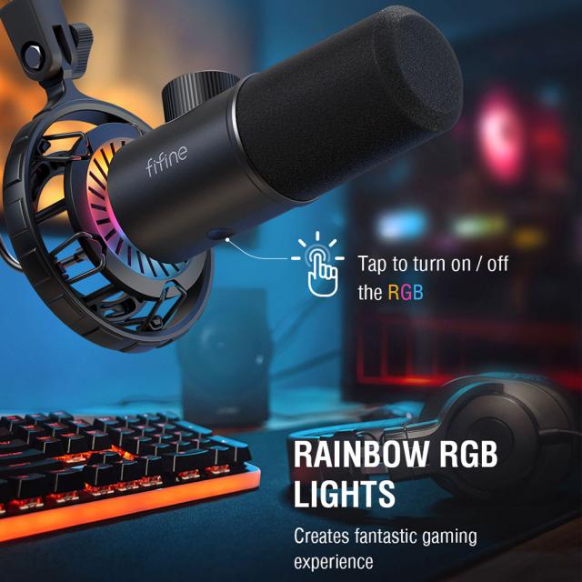 Настолен микрофон FIFINE K658 Dynamic RGB - Black 