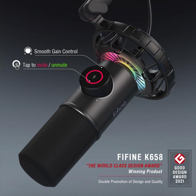 Настолен микрофон FIFINE K658 Dynamic RGB - Black 