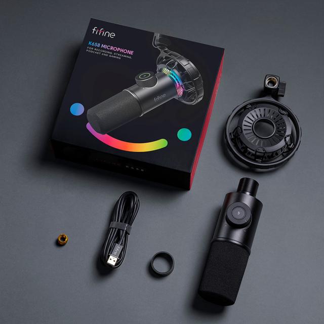 Настолен микрофон FIFINE K658 Dynamic RGB - Black 