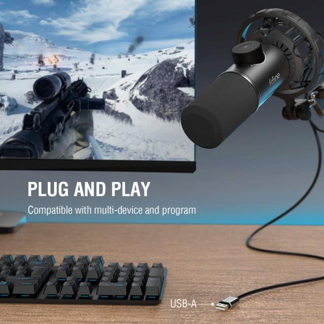 Настолен микрофон FIFINE K658 Dynamic RGB - Black 
