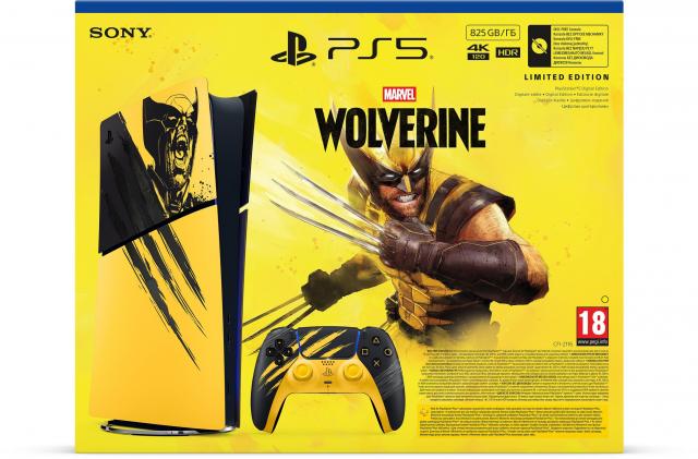 Gaming Console PlayStation 5 (Slim) - Digital Edition - Marvel’s Wolverine Battle Yellow Limited Edition Bundle 