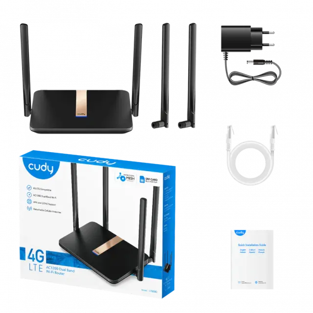 Wireless Router Cudy LT500D, 4G LTE, 5GHz, 1200 Mbps, 10/100 
