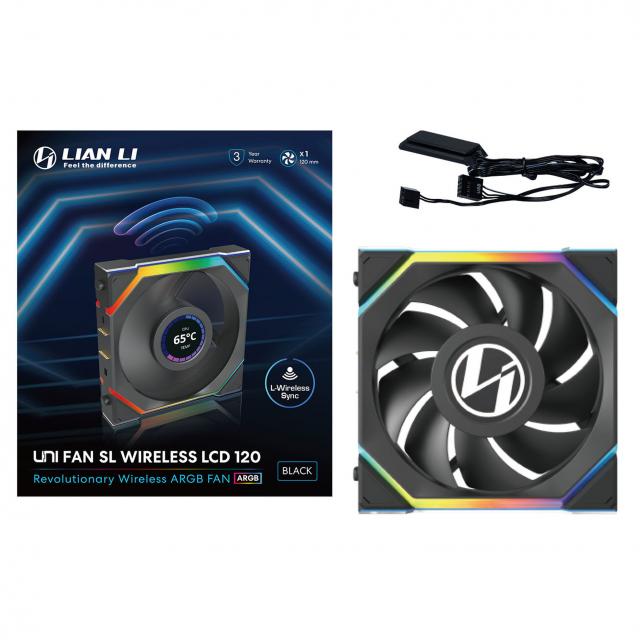 Lian Li UNI FAN SL Wireless LCD ARGB PWM Fan - 120 mm Black 