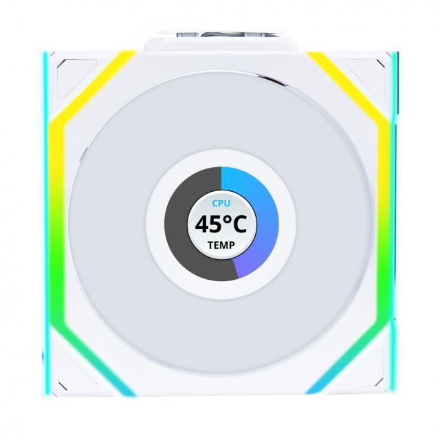 Lian Li UNI FAN SL Wireless LCD ARGB PWM Fan - 120 mm White 
