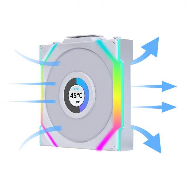 Lian Li UNI FAN SL Wireless LCD ARGB PWM Fan - 120 mm White 