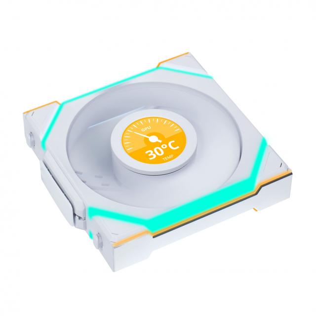 Lian Li UNI FAN SL Wireless LCD ARGB PWM Reverse Blade Fan - 120 mm White 