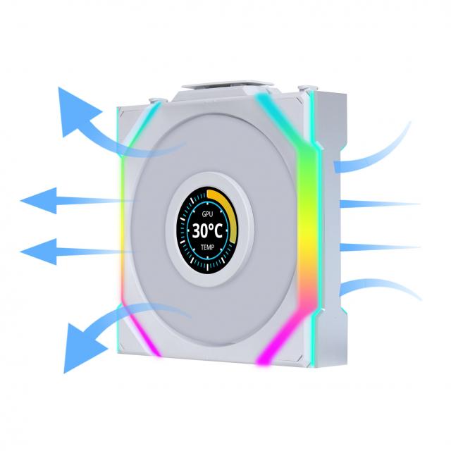 Lian Li UNI FAN SL Wireless LCD ARGB PWM Reverse Blade Fan - 120 mm White 