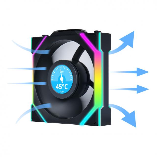 Triple Fan Pack Lian Li UNI FAN SL Wireless LCD ARGB PWM - 120 mm Black 