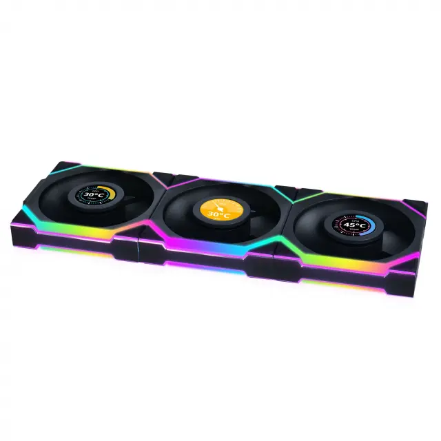 Triple Fan Pack Lian Li UNI FAN SL Wireless LCD ARGB PWM - 120 mm Black 