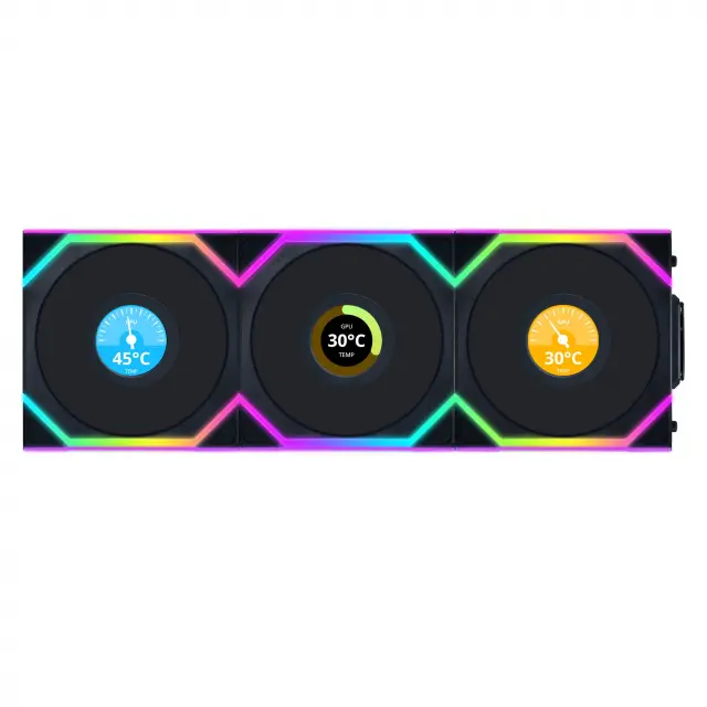 Triple Fan Pack Lian Li UNI FAN SL Wireless LCD ARGB PWM - 120 mm Black 
