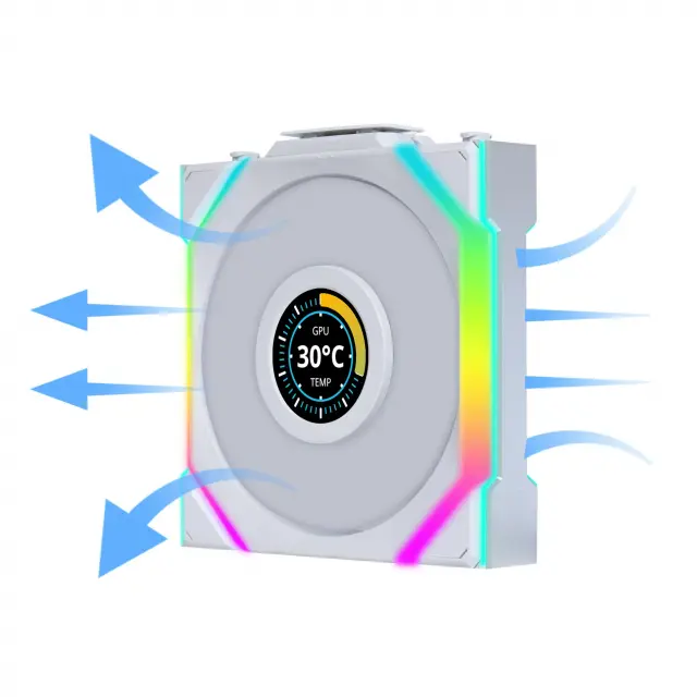 Triple Fan Pack Lian Li UNI FAN SL Wireless LCD ARGB PWM Reverse Blade - 120 mm White 