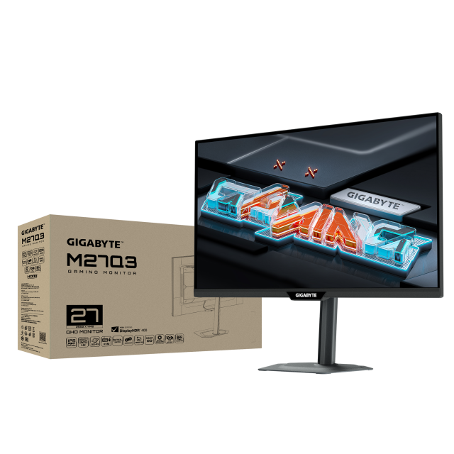 Геймърски монитор GIGABYTE M27Q3 - 27" SS IPS, QHD(2560 x 1440), 320Hz, 1ms, G-Sync Compatible 