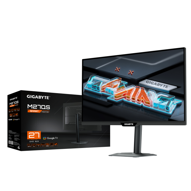 Геймърски смарт монитор GIGABYTE M27QS - 27" SS IPS, QHD(2560 x 1440), 180Hz, 1ms, Google TV 