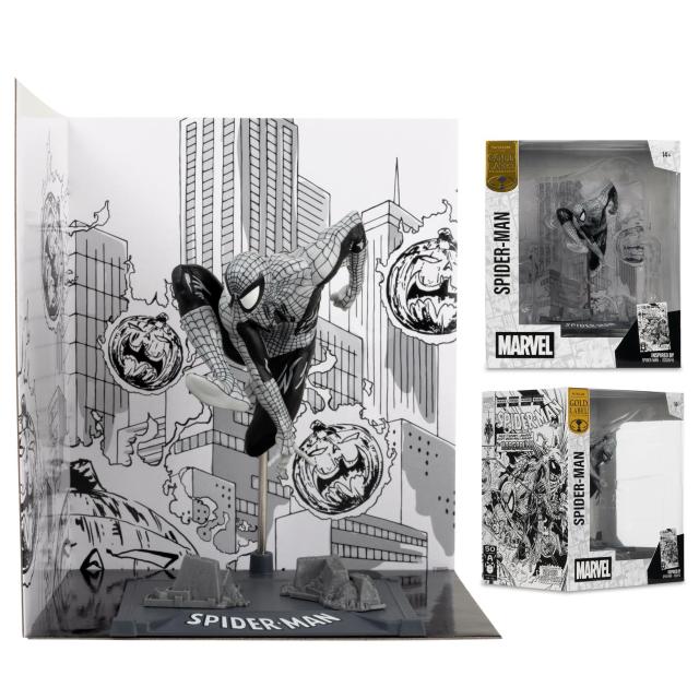 Фигурка FMarvel Spider-Man (Line Art) 1:10th Scale Collectible with Scene (Spider-Man #6) Gold Label 