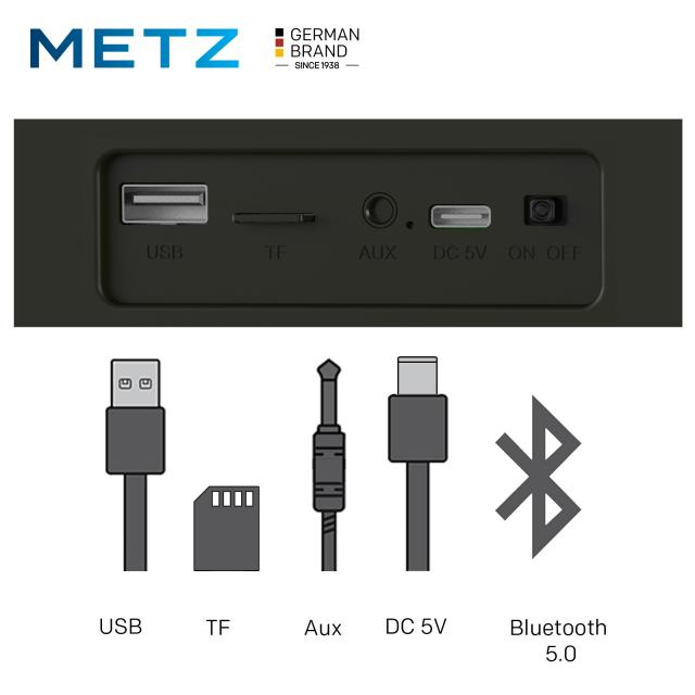 METZ Блутут колона Sound 2 Mini /soundbar/, 10W, LED,FM радио, SD слот 