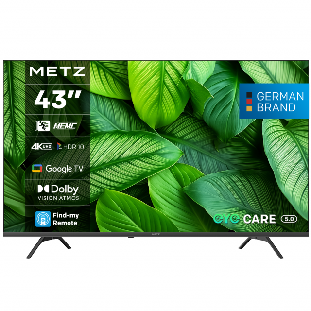 METZ Телевизор 43" UHD LED SMART TV, 4K, Google TV, Клас F 
