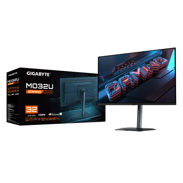Гейминг монитор GIGABYTE MO32U - 31.5" QD-OLED 4K UHD, 165Hz, 0.03ms 