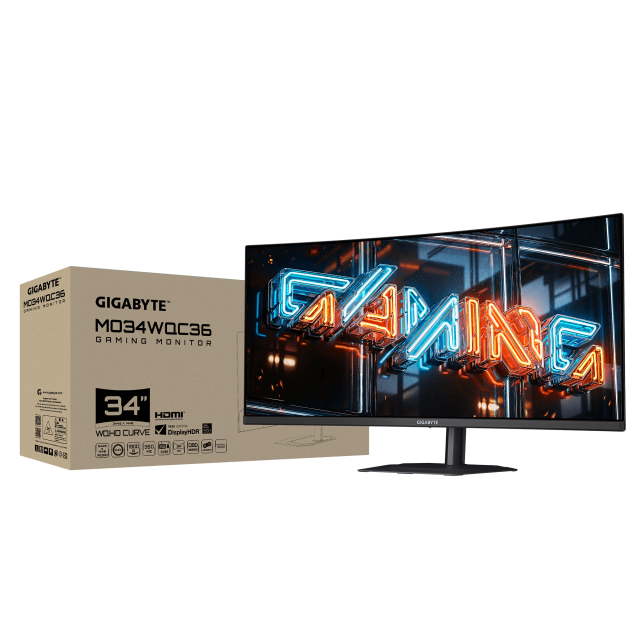 Гейминг монитор GIGABYTE MO34WQC36 - 34" QD-OLED Curve WQHD(3440x1440), 360Hz, 0.03ms, G-Sync, FreeSync Premium Pro 