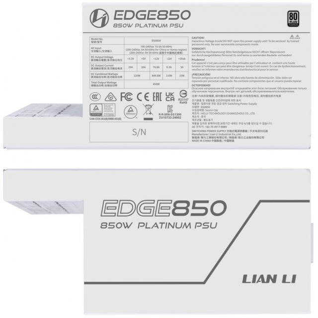 Захранващ блок Lian Li EDGE EG0850 White 850W 80+ Platinum PCIe 5.1, ATX 3.1