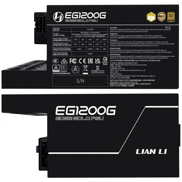 Захранващ блок Lian Li EDGE 1200W 80+ Gold PCIe 5.1, ATX 3.1 - Черно 