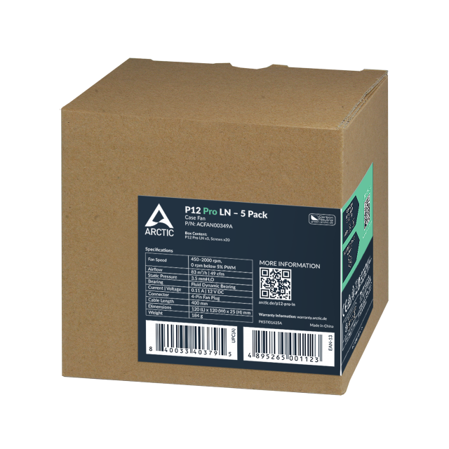5-Pack Fan ARCTIC P12 Pro LN 120mm PWM 