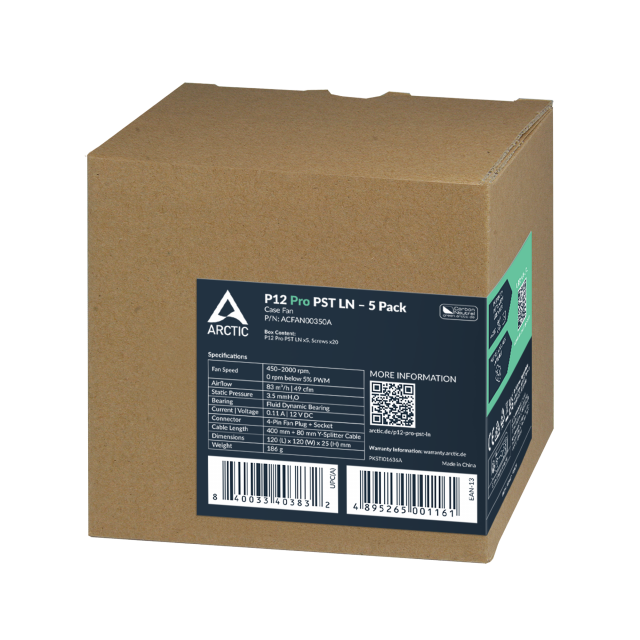 5-Pack Fan ARCTIC P12 Pro PST LN 120mm PWM 