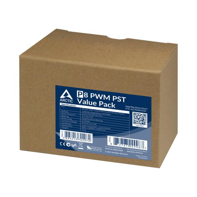 Комплект вентилатори 3-pack ARCTIC P8 80mm PWM PST 
