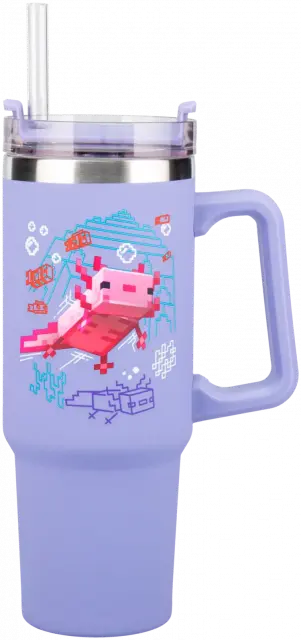 Mug Paladone: Minecraft - Purple 900ml Multiway Travel Cup Straw,  PP14948MCF 